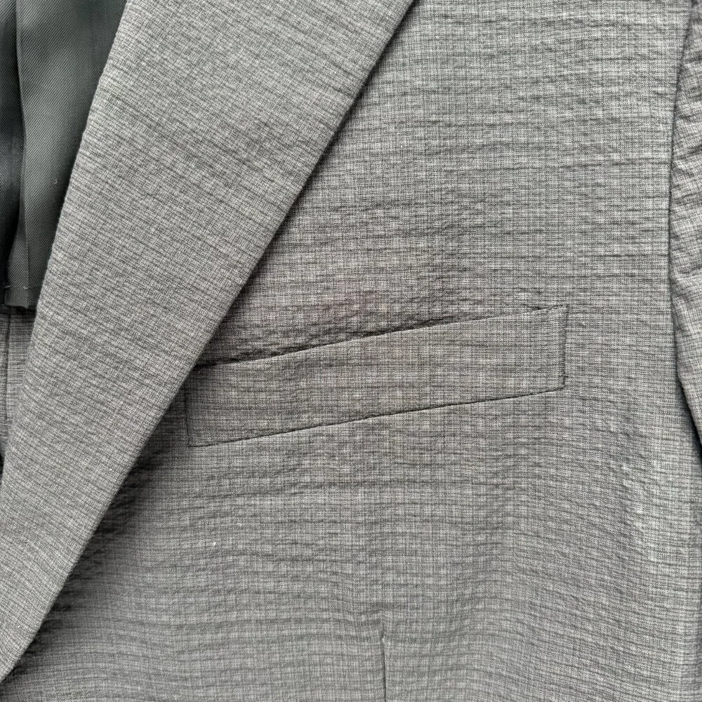 PRADA Charcoal Gray Textured Cotton Suit Blazer 52L